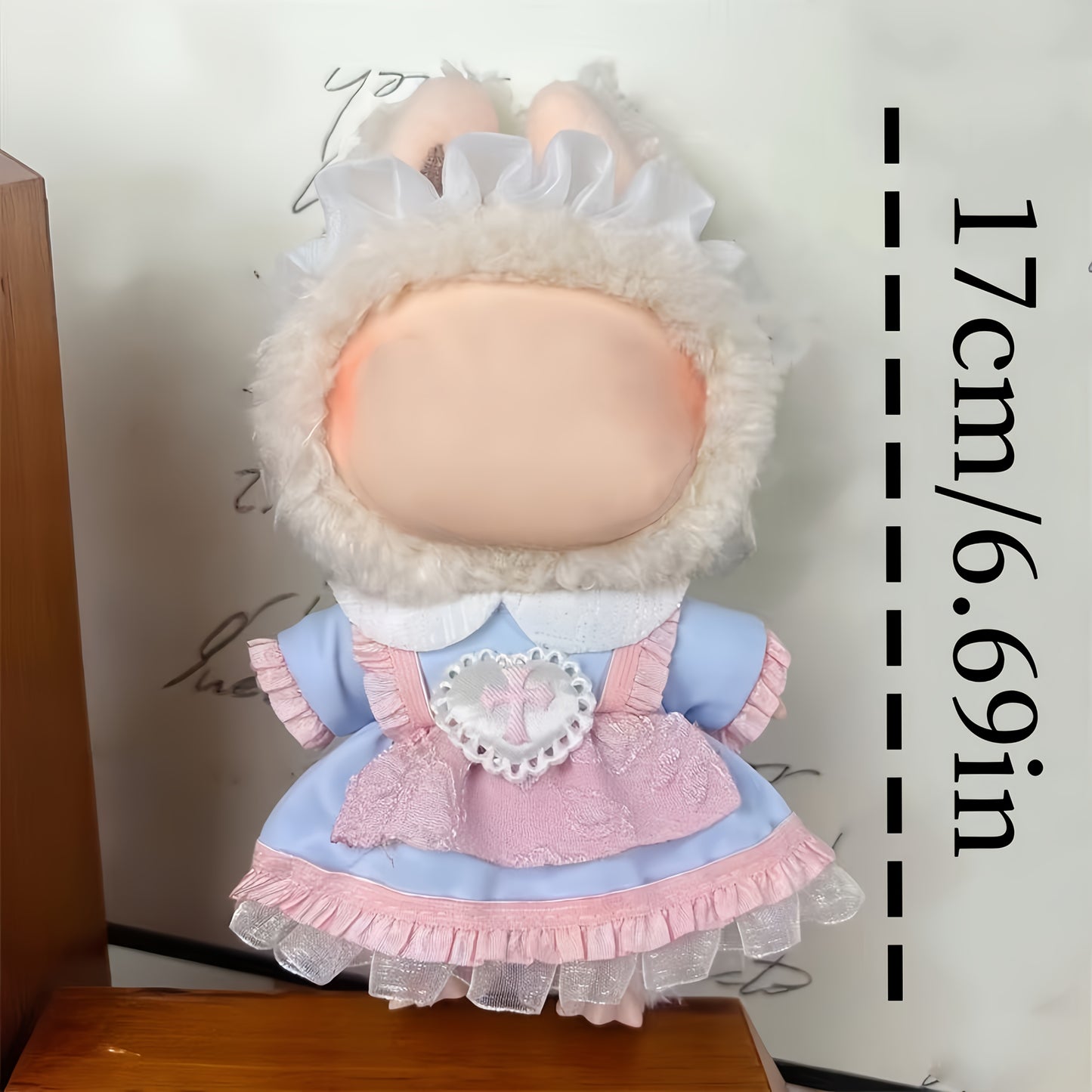 BubuCentral Mini Lolita Dress | Soft Pink Lace Outfit with Ruffled Sleeves for 7-Inch Art Dolls & Collectible Figures
