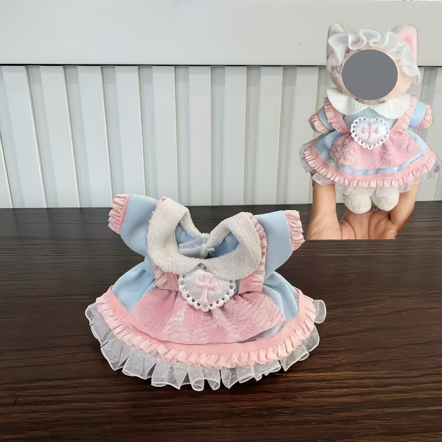 BubuCentral Mini Lolita Dress | Soft Pink Lace Outfit with Ruffled Sleeves for 7-Inch Art Dolls & Collectible Figures