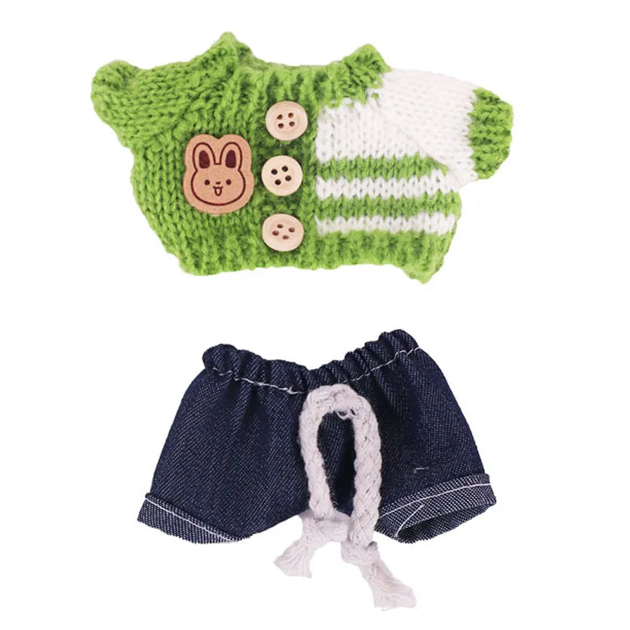 BubuCentral Mini Bear Party Outfit | Cute Sitting Doll Clothes with Scarf & Hat for 15–17 cm Art Toys (No Doll)