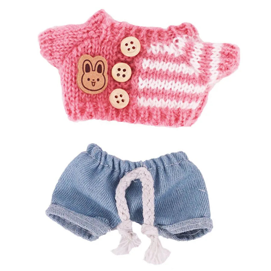 BubuCentral Mini Bear Party Outfit | Cute Sitting Doll Clothes with Scarf & Hat for 15–17 cm Art Toys (No Doll)