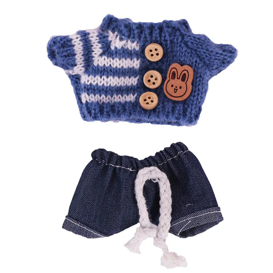 BubuCentral Mini Bear Party Outfit | Cute Sitting Doll Clothes with Scarf & Hat for 15–17 cm Art Toys (No Doll)