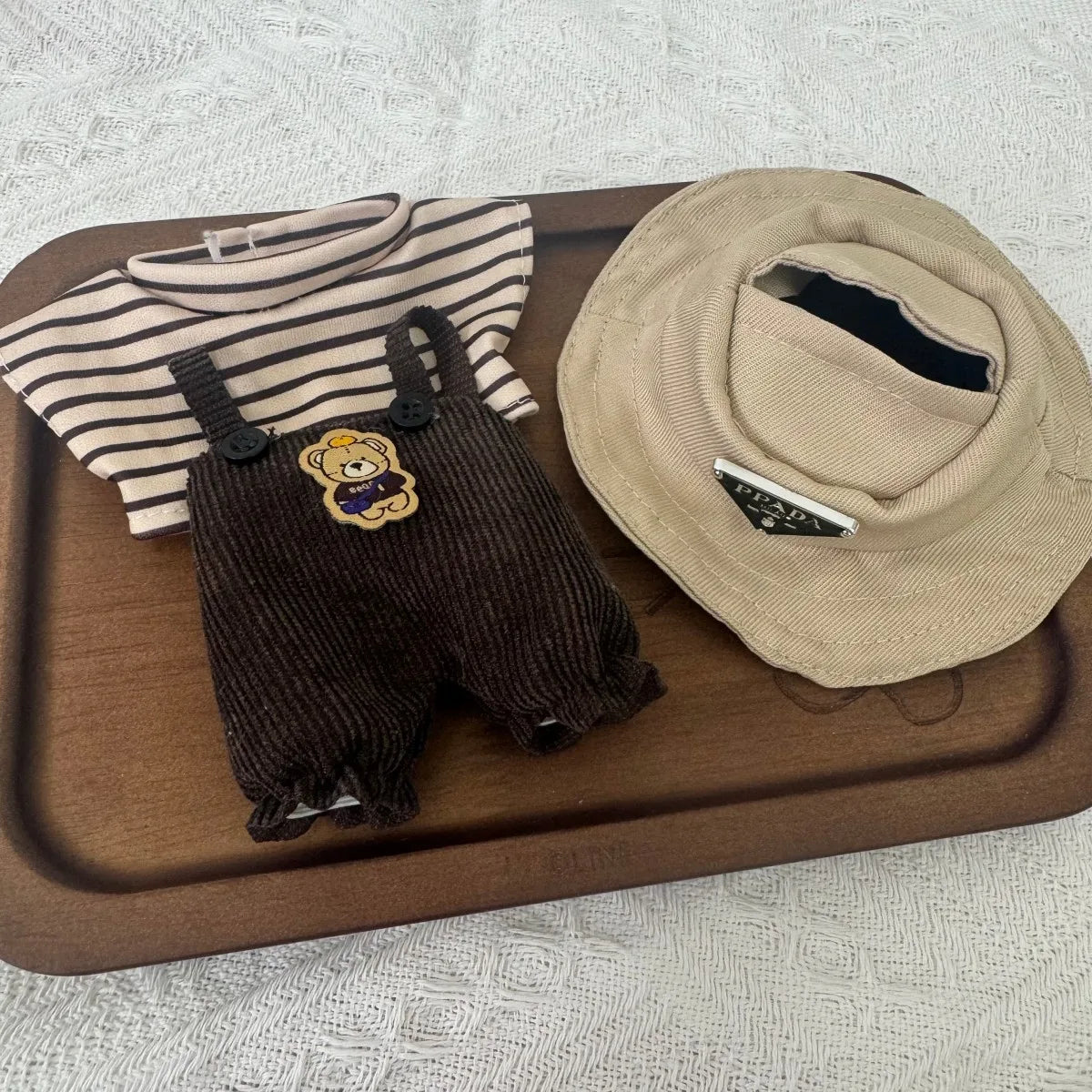 BubuCentral Spring Field Outfit Set | 17 cm Mini Doll Clothes with Strap Pants & Accessories (No Doll)