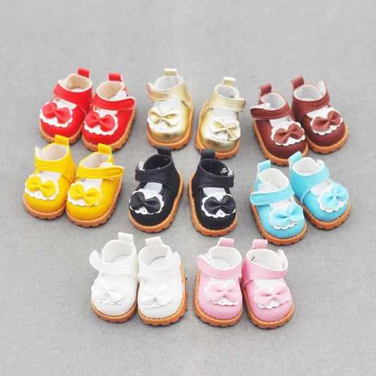 BubuCentral Mini Bow Shoes for 17 cm Art Toys | Multi-Color Leather Doll Shoes | Cute Accessories for Designer & Collectible Figures