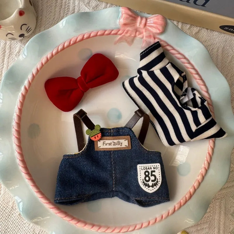BubuCentral Spring Field Outfit Set | 17 cm Mini Doll Clothes with Strap Pants & Accessories (No Doll)