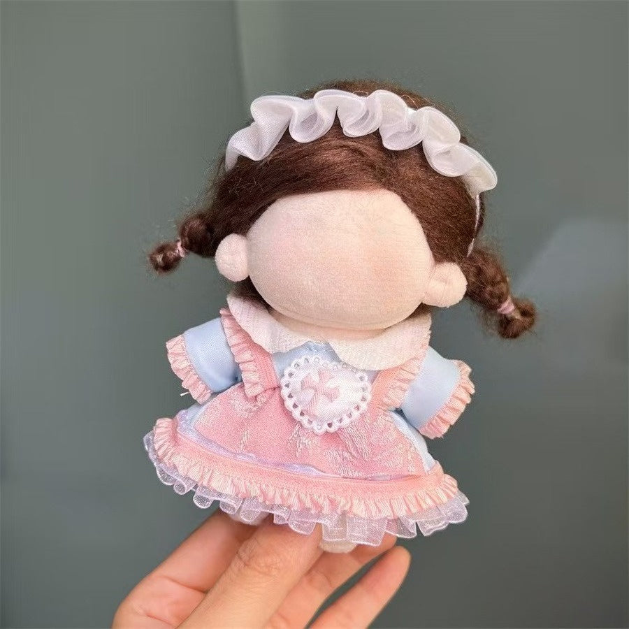 BubuCentral Mini Lolita Dress | Soft Pink Lace Outfit with Ruffled Sleeves for 7-Inch Art Dolls & Collectible Figures