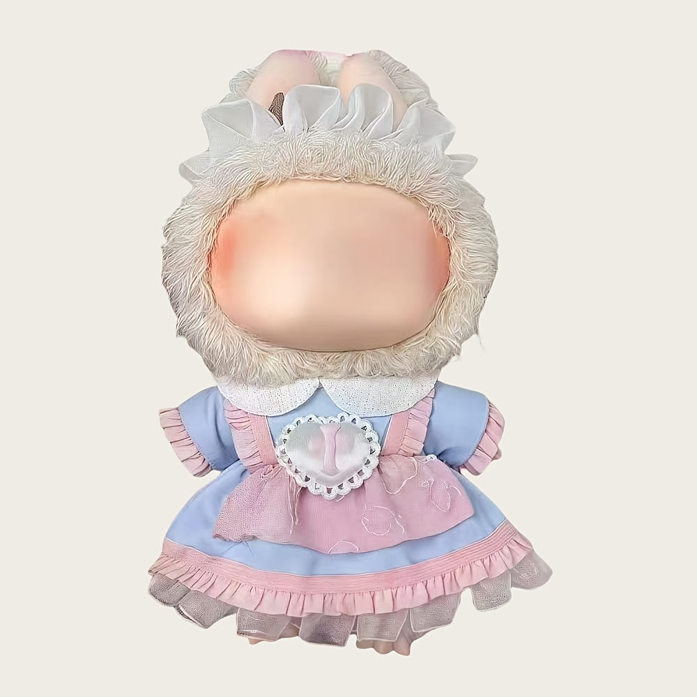 BubuCentral Mini Lolita Dress | Soft Pink Lace Outfit with Ruffled Sleeves for 7-Inch Art Dolls & Collectible Figures