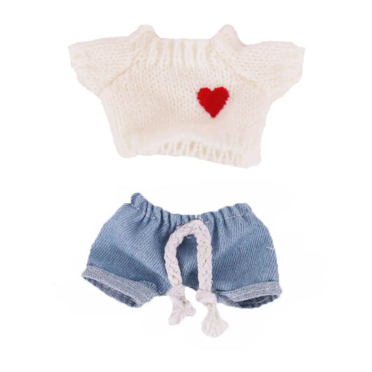 BubuCentral Mini Bear Party Outfit | Cute Sitting Doll Clothes with Scarf & Hat for 15–17 cm Art Toys (No Doll)