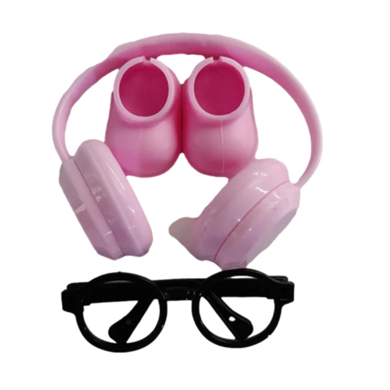 BubuCentral DIY Doll Accessory Set | Mini Shoes, Lensless Glasses & Headphones for 15–17 cm Plush Dolls – Cute Decoration & Gift Idea