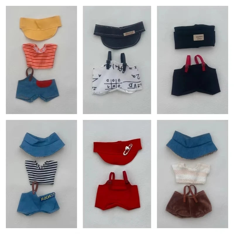 BubuCentral DIY Fashion Set | 15–17 cm Collectible Doll Clothes Bundle – Cute Skirts & Pants Outfit for Plush Figures (No Doll)