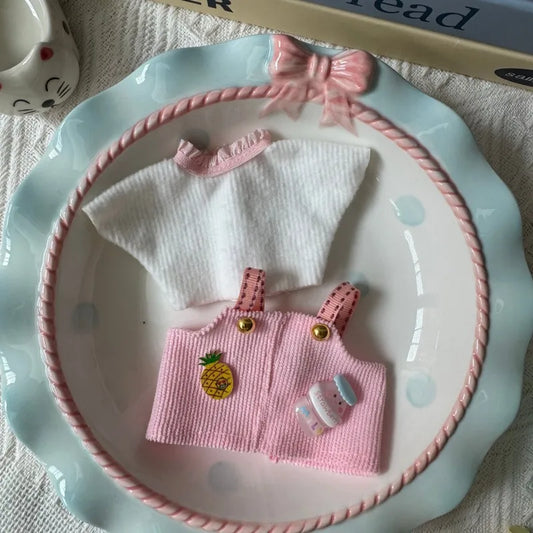 BubuCentral Spring Field Outfit Set | 17 cm Mini Doll Clothes with Strap Pants & Accessories (No Doll)