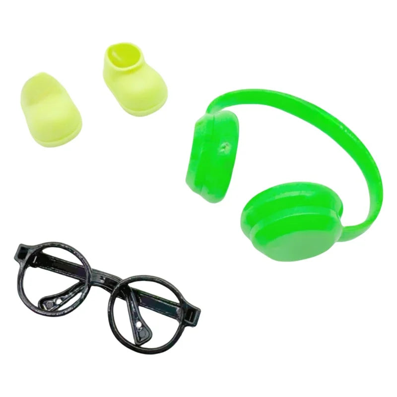 BubuCentral DIY Doll Accessory Set | Mini Shoes, Lensless Glasses & Headphones for 15–17 cm Plush Dolls – Cute Decoration & Gift Idea