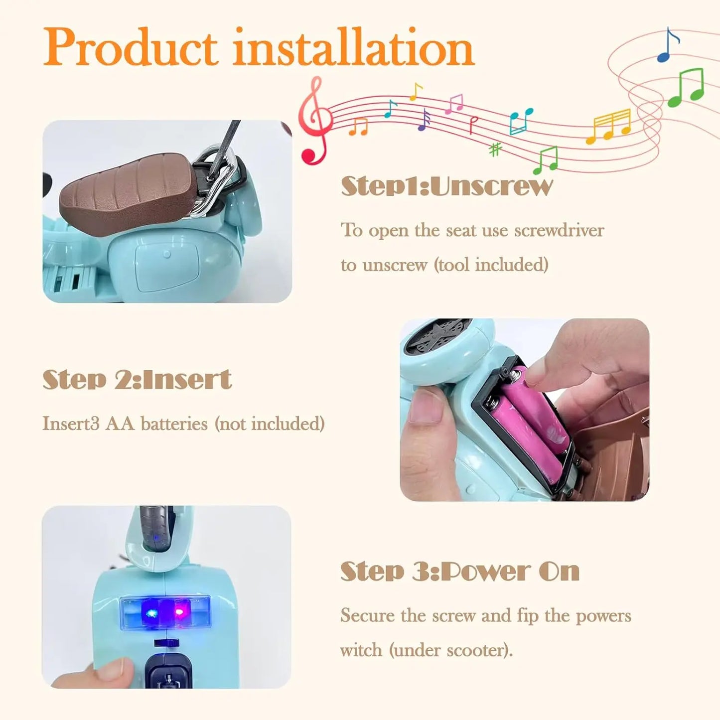 BubuCentral Mini Electric Motorcycle | Cute Toy Scooter for 15–17 cm Dolls & Art Figures – Display Accessory (No Doll)