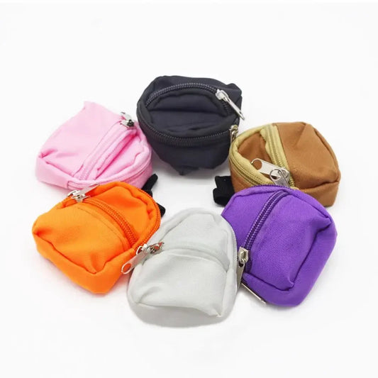 BubuCentral Mini Double-Zipper Backpack | Canvas School Bag & Coin Purse for 20 cm Dolls, Blythe & 1/6 BJD Figures