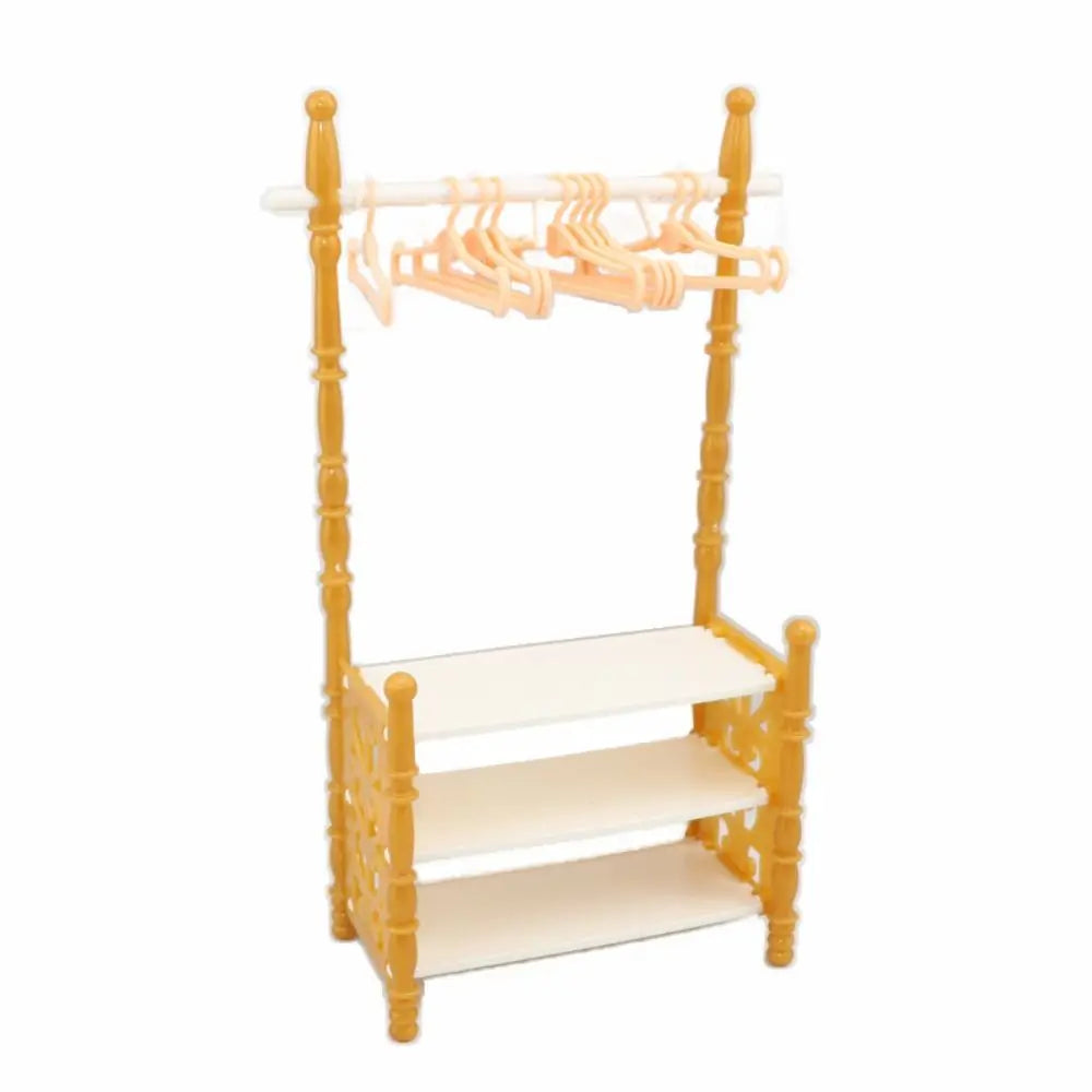 BubuCentral Mini Clothes Rack | Multicolor Plastic Doll Clothes Organizer – 1:12 Dollhouse Furniture & Display Accessory