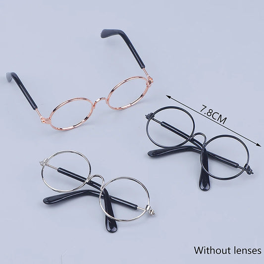 BubuCentral Mini Round Glasses | 20 cm Doll Accessories – Lensless Eyewear in 3 Colors for Collectible Plush & Art Dolls (No Doll)