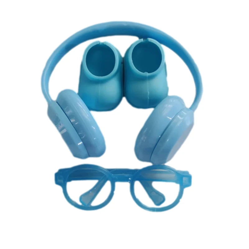 BubuCentral DIY Doll Accessory Set | Mini Shoes, Lensless Glasses & Headphones for 15–17 cm Plush Dolls – Cute Decoration & Gift Idea