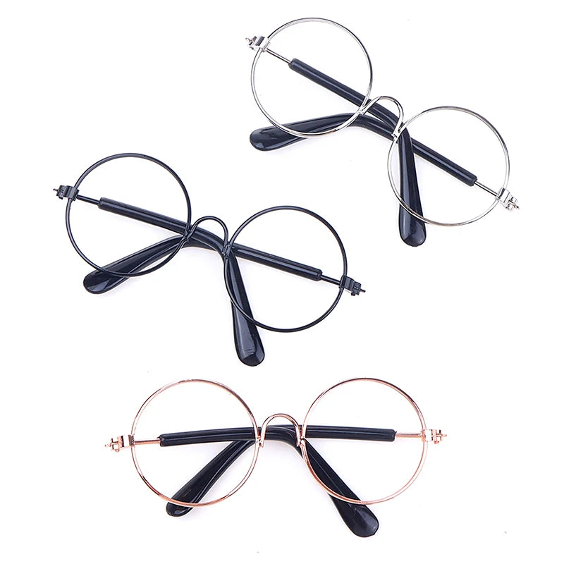 BubuCentral Mini Round Glasses | 20 cm Doll Accessories – Lensless Eyewear in 3 Colors for Collectible Plush & Art Dolls (No Doll)
