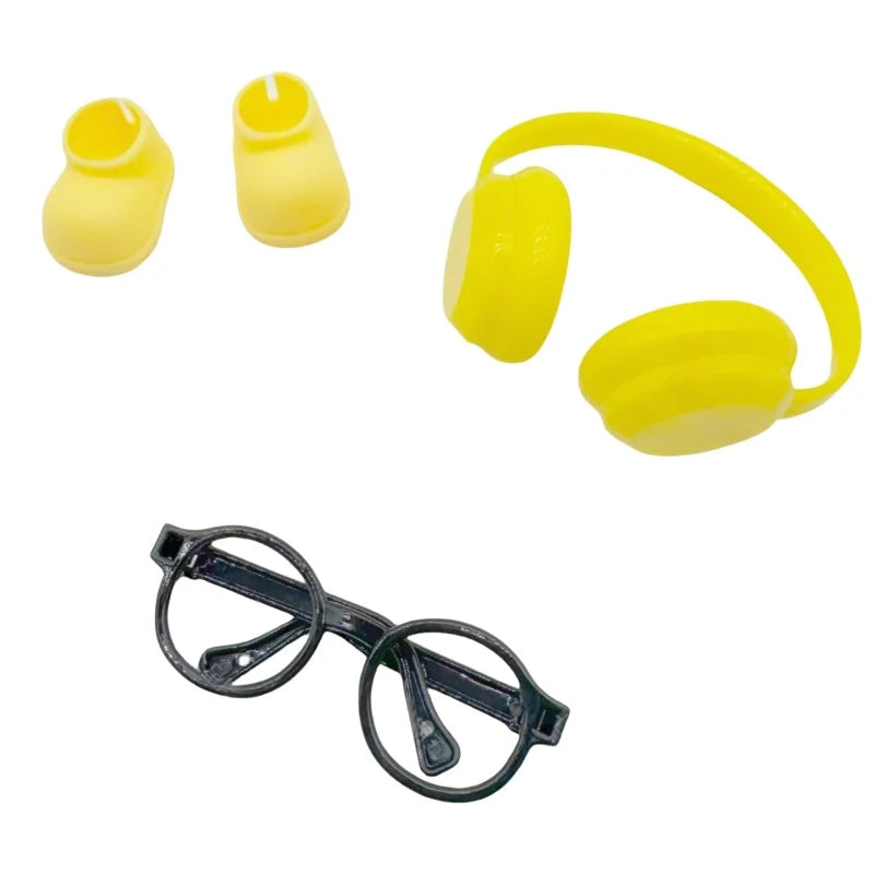 BubuCentral DIY Doll Accessory Set | Mini Shoes, Lensless Glasses & Headphones for 15–17 cm Plush Dolls – Cute Decoration & Gift Idea