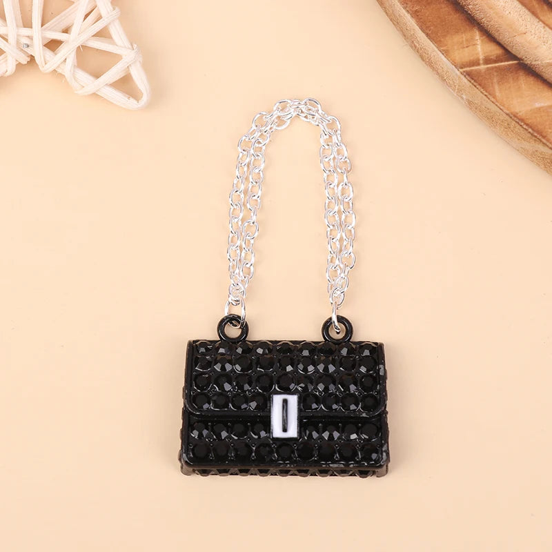 BubuCentral Mini Chain Handbag | 1 Pc Metal Doll Purse Accessory – Fashionable 1:12 Dollhouse Bag for Collectible Figures (No Doll)