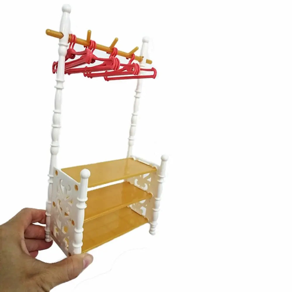 BubuCentral Mini Clothes Rack | Multicolor Plastic Doll Clothes Organizer – 1:12 Dollhouse Furniture & Display Accessory