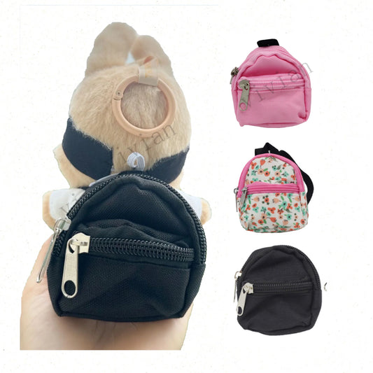 BubuCentral Mini Double-Zipper Backpack | Canvas School Bag & Coin Purse for 20 cm Dolls, Blythe & 1/6 BJD Figures