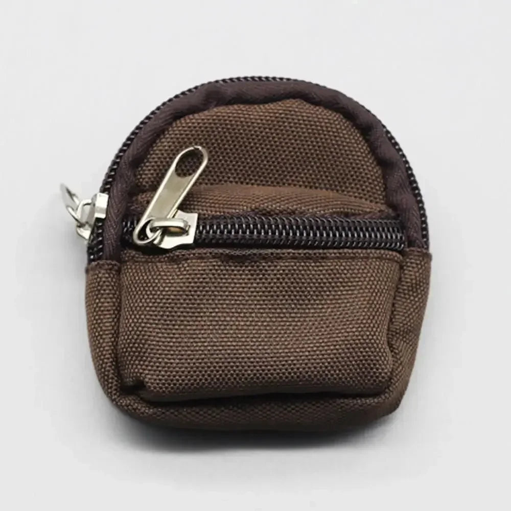 BubuCentral Mini Double-Zipper Backpack | Canvas School Bag & Coin Purse for 20 cm Dolls, Blythe & 1/6 BJD Figures