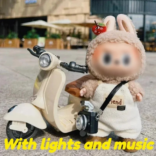 Bubu Central Labubu Mini Electric Motorcycle – Light & Music Toy Bike for Labubu Dolls | Cute Motor Accessory (No Doll, Random Color)