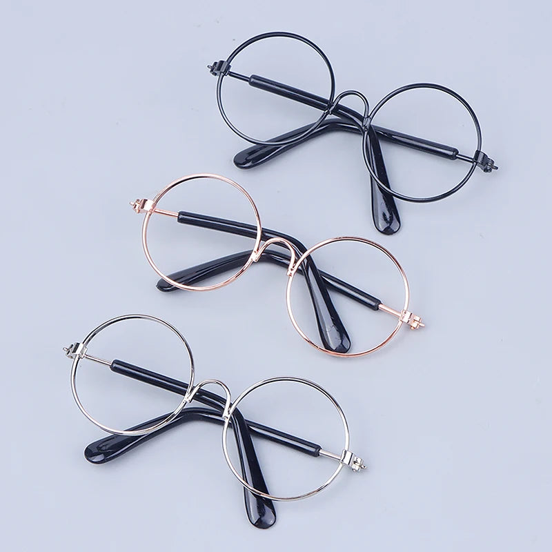 BubuCentral Mini Round Glasses | 20 cm Doll Accessories – Lensless Eyewear in 3 Colors for Collectible Plush & Art Dolls (No Doll)