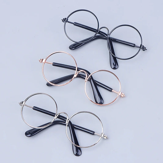 BubuCentral Mini Round Glasses | 20 cm Doll Accessories – Lensless Eyewear in 3 Colors for Collectible Plush & Art Dolls (No Doll)