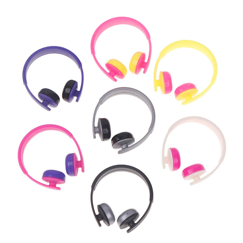 BubuCentral Mini Headphones Set (5 pcs) | 1:12 Dollhouse Accessories for Dolls & Mini Figures – Tiny Earphones Decoration Props