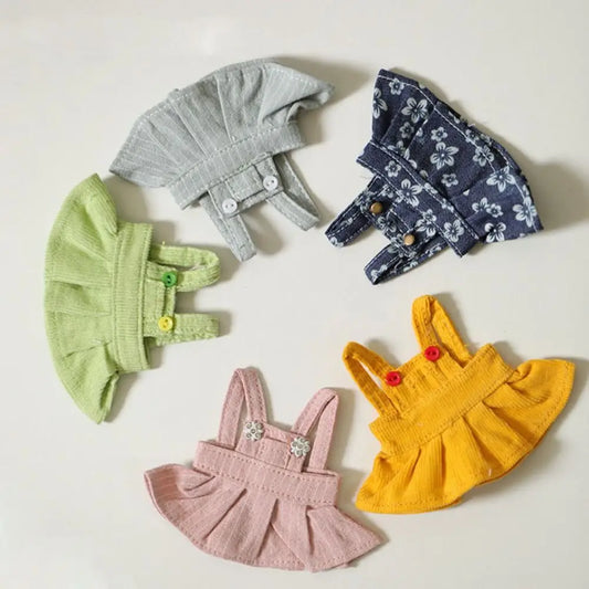 BubuCentral Mini Princess Dress Set | 10 cm Cotton Doll Clothes with Camisole & Skirt – Cute Outfit for Plush & Idol Dolls (No Doll)