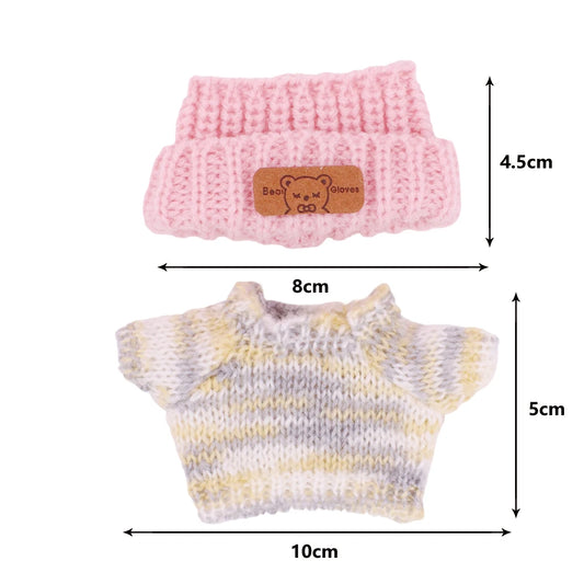 BubuCentral 6-Piece Outfit Set | Cute Mini Overalls & Clothes for 17 cm Art Toys & Collectible Dolls (No Doll)
