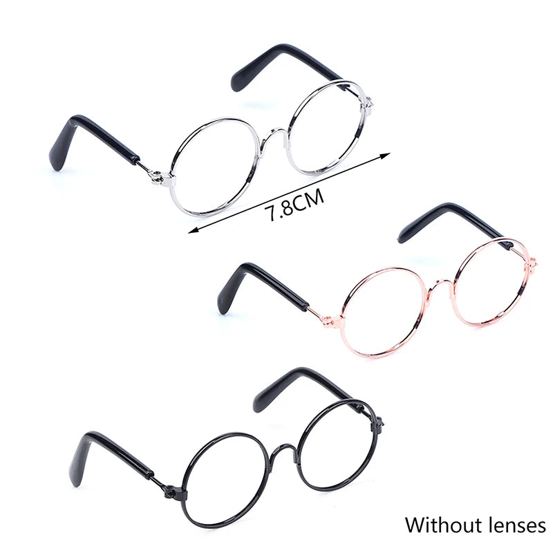 BubuCentral Mini Round Glasses | 20 cm Doll Accessories – Lensless Eyewear in 3 Colors for Collectible Plush & Art Dolls (No Doll)