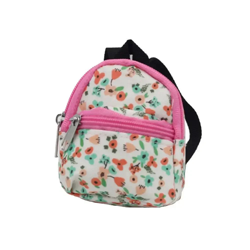 BubuCentral Mini Double-Zipper Backpack | Canvas School Bag & Coin Purse for 20 cm Dolls, Blythe & 1/6 BJD Figures
