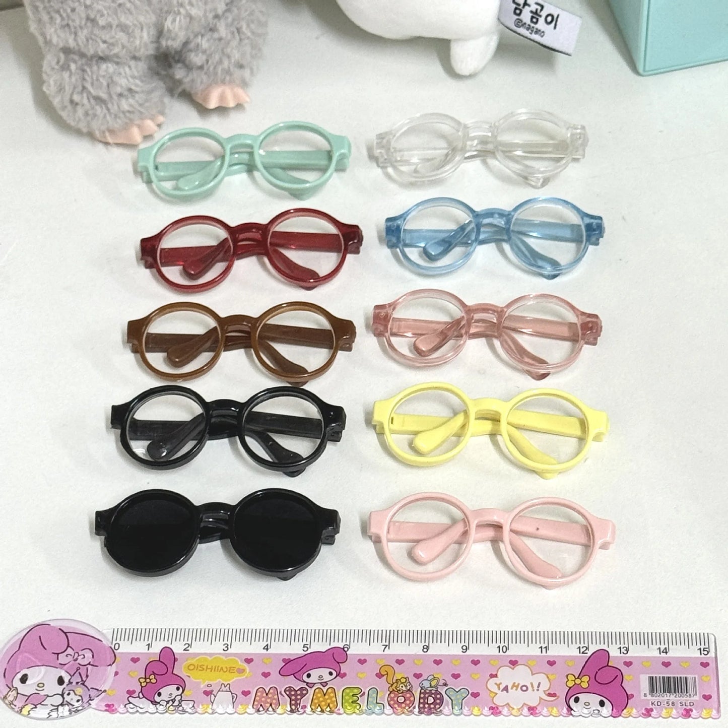 BubuCentral Mini Transparent Glasses | 6.5 cm Plastic Sunglasses for 15–17 cm Art Toys & Plush Figures