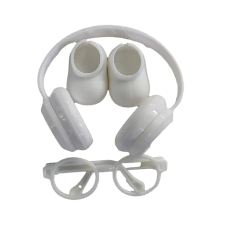BubuCentral DIY Doll Accessory Set | Mini Shoes, Lensless Glasses & Headphones for 15–17 cm Plush Dolls – Cute Decoration & Gift Idea