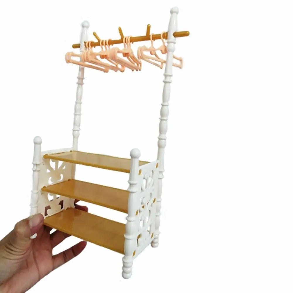 BubuCentral Mini Clothes Rack | Multicolor Plastic Doll Clothes Organizer – 1:12 Dollhouse Furniture & Display Accessory