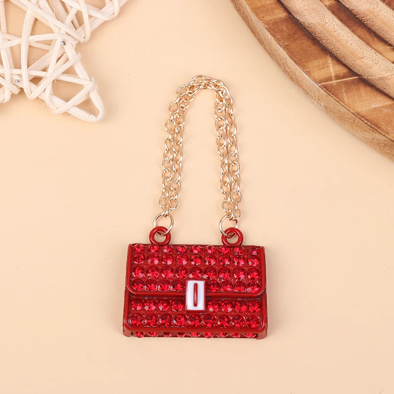 BubuCentral Mini Chain Handbag | 1 Pc Metal Doll Purse Accessory – Fashionable 1:12 Dollhouse Bag for Collectible Figures (No Doll)