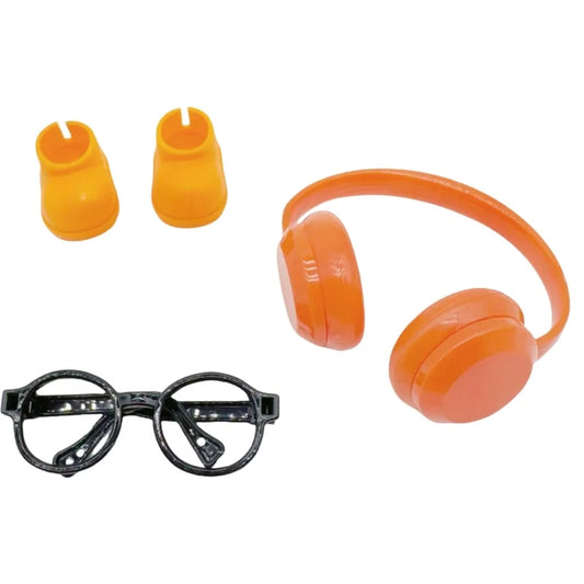 BubuCentral DIY Doll Accessory Set | Mini Shoes, Lensless Glasses & Headphones for 15–17 cm Plush Dolls – Cute Decoration & Gift Idea