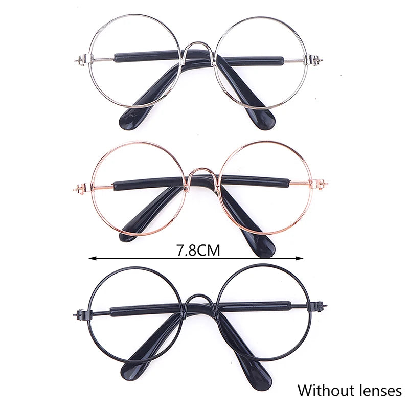 BubuCentral Mini Round Glasses | 20 cm Doll Accessories – Lensless Eyewear in 3 Colors for Collectible Plush & Art Dolls (No Doll)