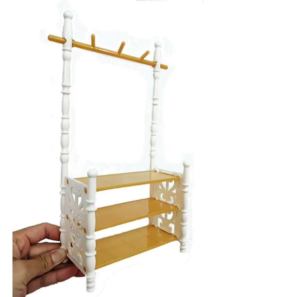 BubuCentral Mini Clothes Rack | Multicolor Plastic Doll Clothes Organizer – 1:12 Dollhouse Furniture & Display Accessory