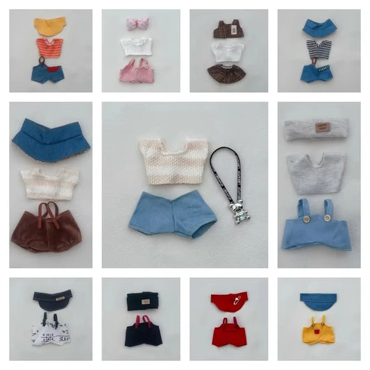BubuCentral DIY Fashion Set | 15–17 cm Collectible Doll Clothes Bundle – Cute Skirts & Pants Outfit for Plush Figures (No Doll)