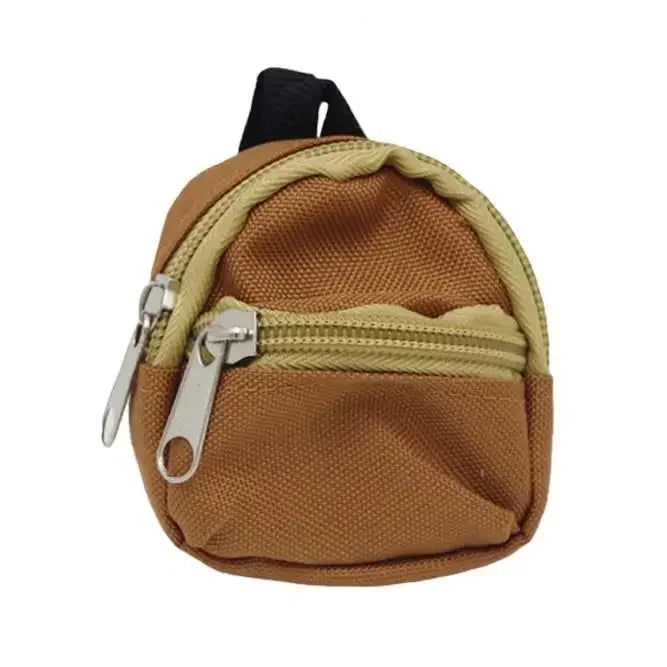 BubuCentral Mini Double-Zipper Backpack | Canvas School Bag & Coin Purse for 20 cm Dolls, Blythe & 1/6 BJD Figures