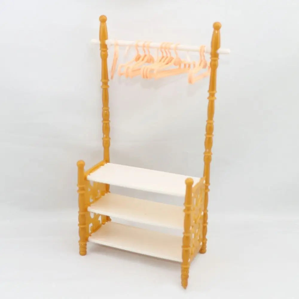 BubuCentral Mini Clothes Rack | Multicolor Plastic Doll Clothes Organizer – 1:12 Dollhouse Furniture & Display Accessory