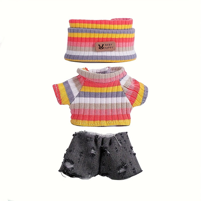 BubuCentral Hand-Knitted Mini Outfit Set | 3-Piece Fashion Clothes, Bag & Hat Accessories for 15–17 cm Art Toys (No Doll)