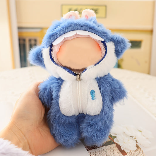 BubuCentral Mini Shark Plush Costume | Soft Blue Outfit with Hood for 15–17 cm Art Toys & Collectible Figures