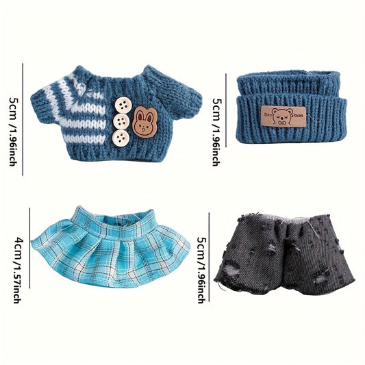 BubuCentral Hand-Knitted Mini Outfit Set | 3-Piece Fashion Clothes, Bag & Hat Accessories for 15–17 cm Art Toys (No Doll)
